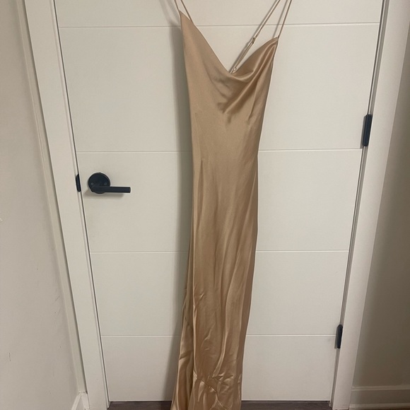 Show Me Your Mumu Tuscany Maxi Slip Dress in Champagne Luxe Satin size small - Picture 4 of 6